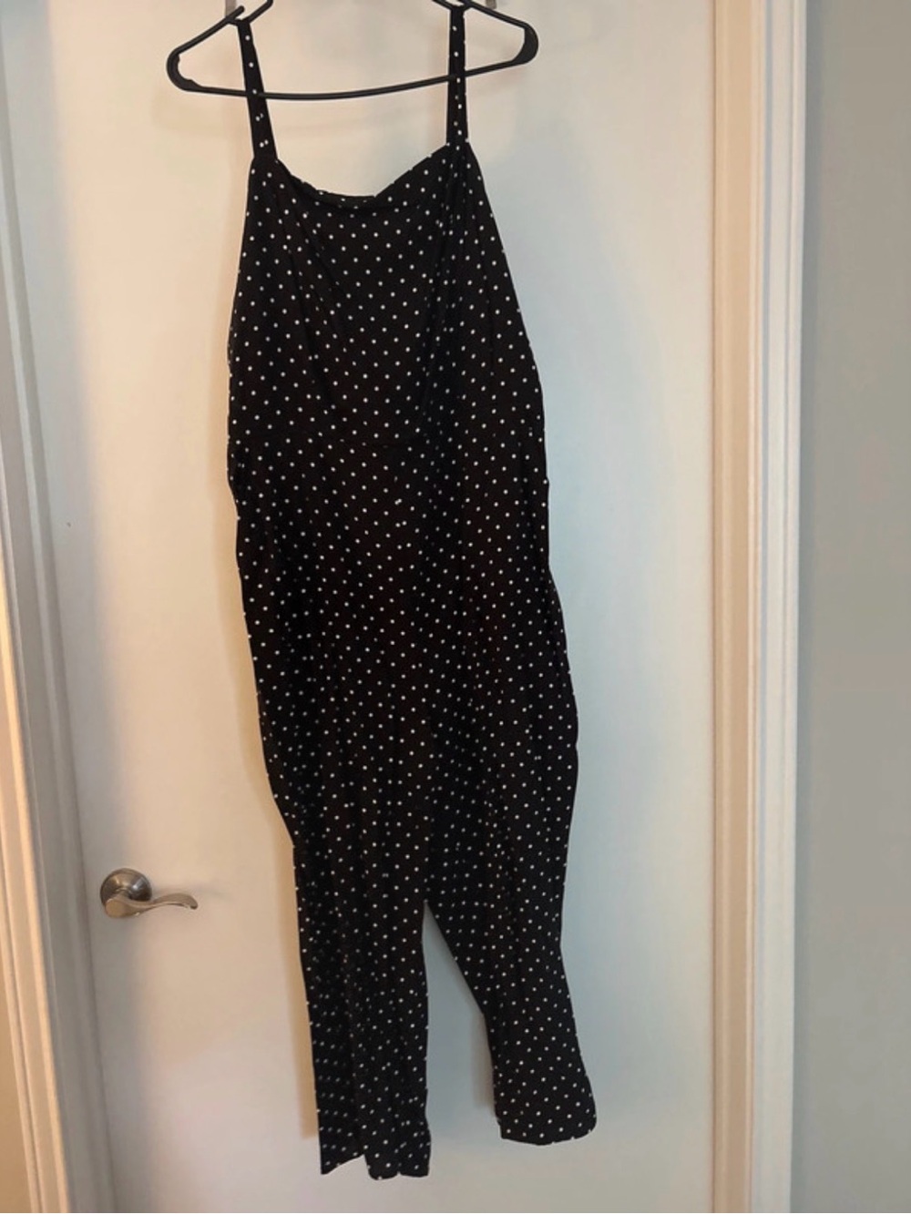 Black Polka Dot Spaghetti-Strap Jumpsuit